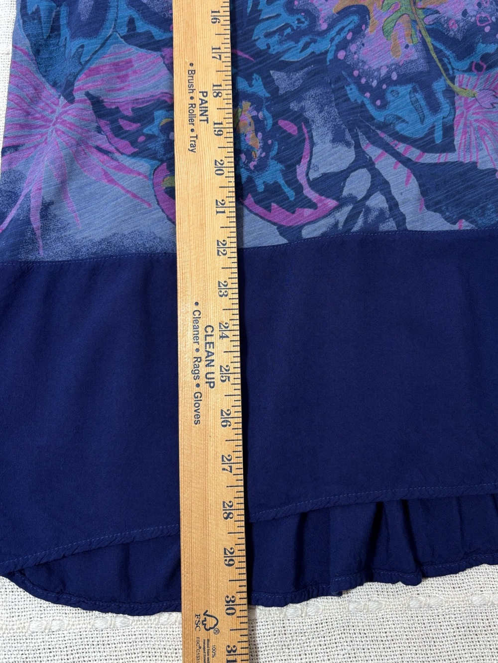 Fresh Produce Floral Tunic Top Blue 3/4 Sleeve Cotton Size Large Artsy - Picture 16 of 16